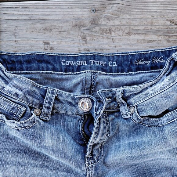 Cowgirl Tuff Co. Low Rise Rhinestone Cross Women's Jeans - Picture 4 of 8